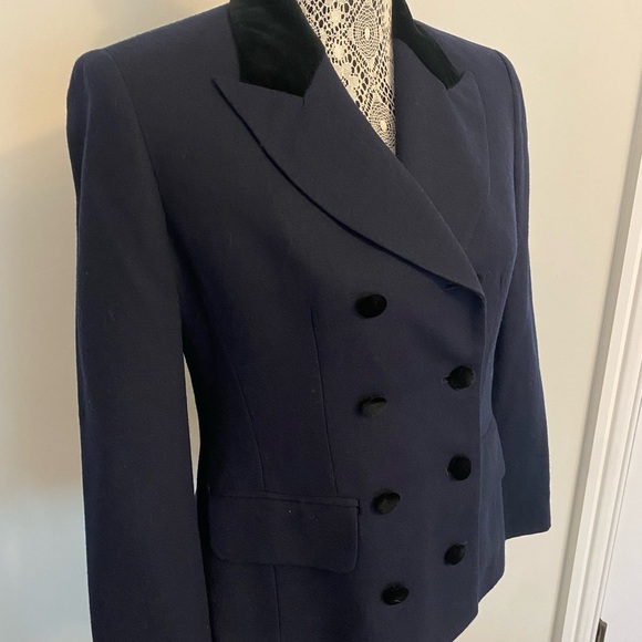 Jones New York virgin wool & velvet Women's Double-Breasted blazer 6 petite - Picture 3 of 11